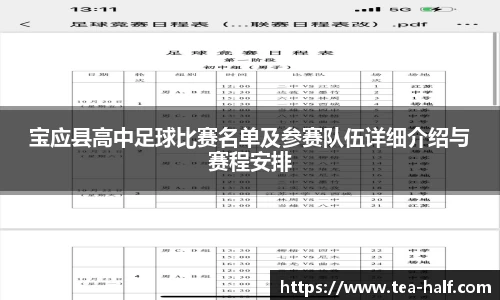宝应县高中足球比赛名单及参赛队伍详细介绍与赛程安排