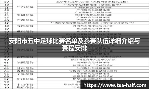 安阳市五中足球比赛名单及参赛队伍详细介绍与赛程安排