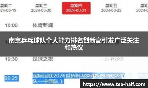 南京乒乓球队个人能力排名创新高引发广泛关注和热议