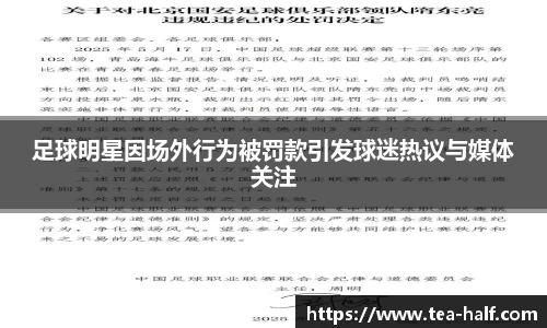 足球明星因场外行为被罚款引发球迷热议与媒体关注